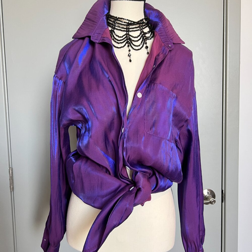 Laser shiny purple reflective shirt